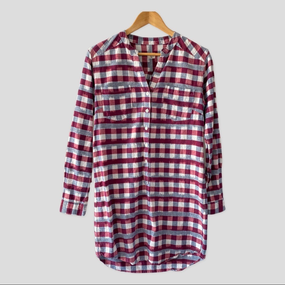 Bridge & Burn Cotton/ Linen Checkered Long Sleeve Shirt Dress M ($148)